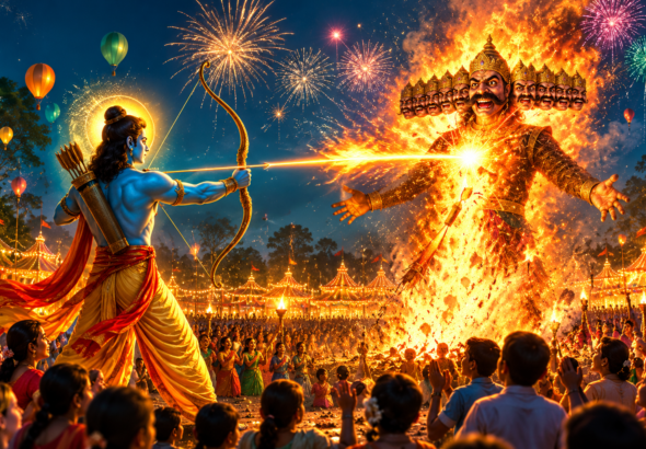 Rama’s Flaming Arrow at Dussehra